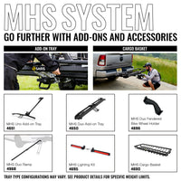 Saris MHS 3-Bike Package — close-up of tray attachment clasp mechanism