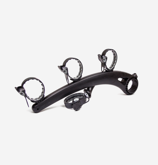 Saris Bones EX 3-Bike Trunk Rack — right arm extended, three hooks